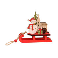 Modelo Pequeño De Adorno Navideño DIY De Madera Colores Sledo Decoración Con Ciervo Anciano Tirando De Un Carro Regalos Pequeños - details 8