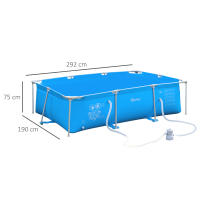 Outsunny Piscina Desmontable Tubular 252x152x65 cm o 292x190x75 cm con Depuradora de Cartucho 1200L/H Piscina Rectangular de Exterior para Adultos y Niños 2163L Azul - details 2