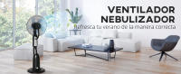 Ventilador Pulverizador de Pie 90W con Ruedas, 3 Velocidades + Función Humidificador Nebulizador - Tanque 2.8L, Oscilación 70°, 5 Aspas Silenciosas, Ideal para Interiores/Exteriores, Diseño Negro Moderno, 44.5x120 cm - details 2