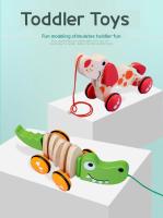 Juguete De Madera Para Bebés Y Niños Pequeños Divertido Croc O Perro Pulle along Tractor Aprendizaje Del Caminar Regalo Para Niños - details 0