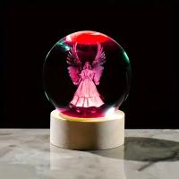 Lámpara De Noche De Cristal 3D Con Ángel Guardian Regalo Para Aniversario Cumpleaños O San Valentín Para Mujer Novia Madre - details 4