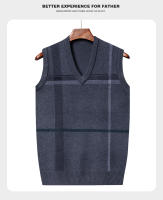 Suéter Casual Para Hombre Con Cuello En V Grueso Suéter Sin Mangas De Otoño E Invierno Caliente Striped Técnica De Tejido Por Computadora - details 8