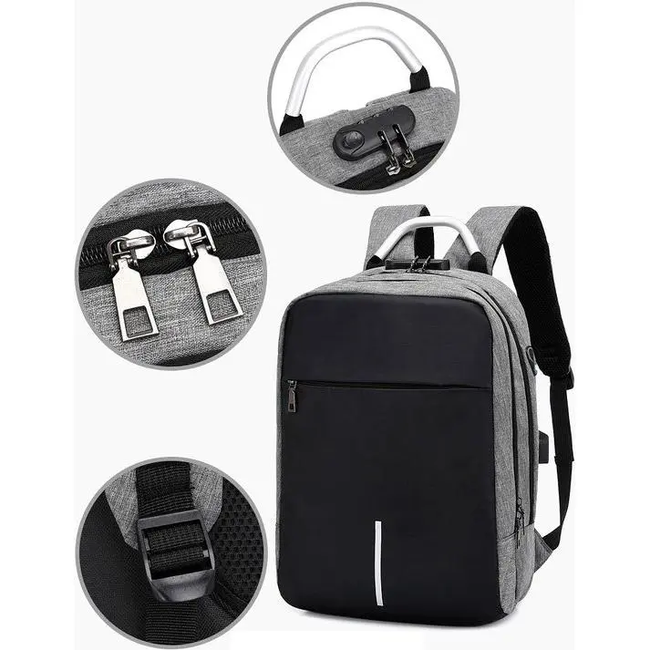 Mochila Antirrobo para Portátil - Mochila para Portátil - 16 Pulgada - 35 Litros - Resistente al agua - Incluye conexión USB - Gris - 1