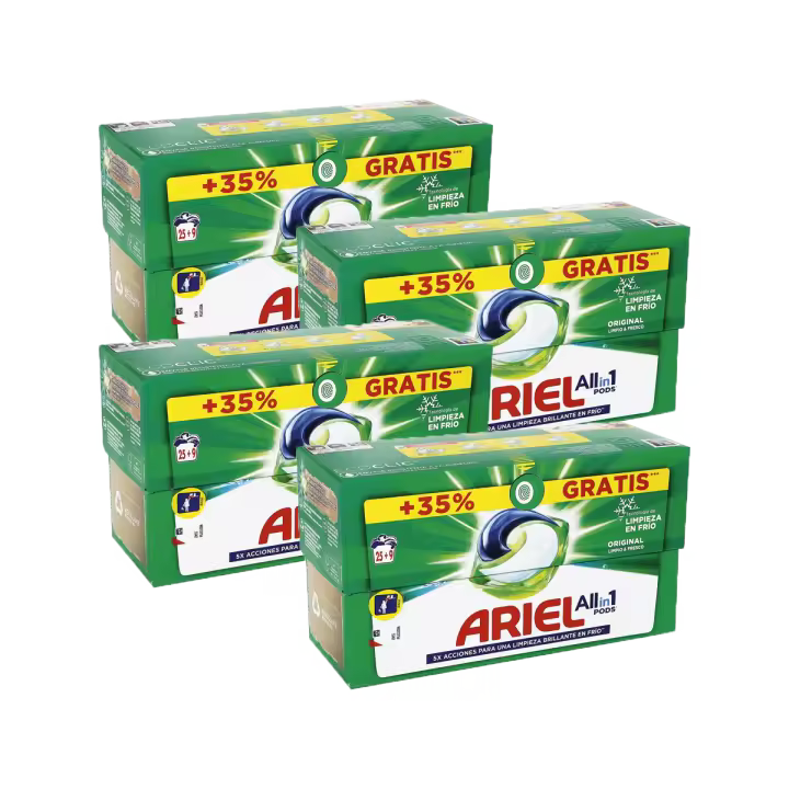 4ud Detergente ARIEL All-in-1 Pods de 25+9 (136 capsulas en total) máquina liquido - 1