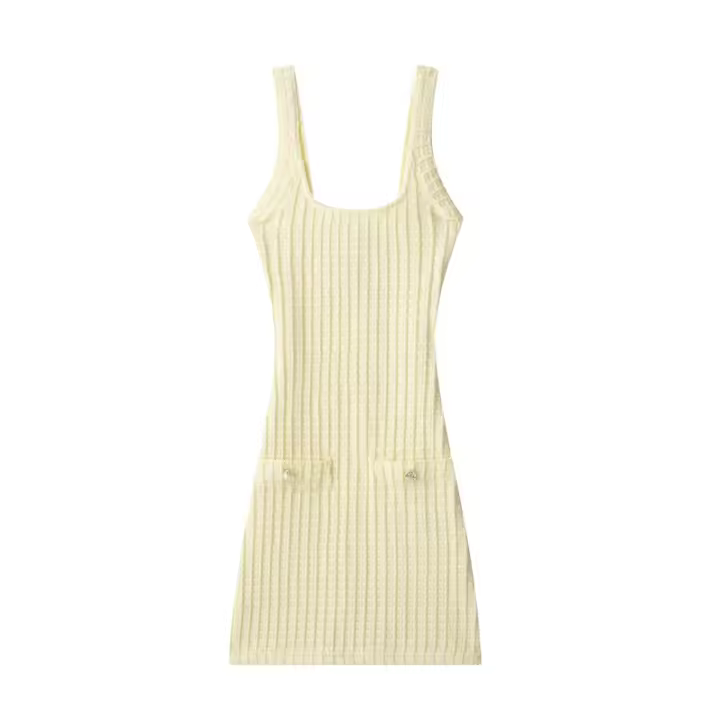 MUJER 2025 Vestido Corto Tejido Para Mujer Bodycon Mini Vestido Mujer Espalda Descubierta Playa Vestido Sin Mangas Mujer Verano - 1