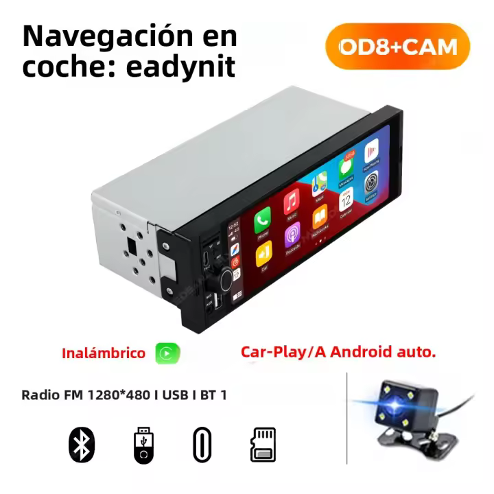 Radio De Coche Universal 1DIN MP5 Tamaño De Pantalla 6.86 Pulgadas Soporte Wireless Carplay Android AUTO AUX USB SWC BT Multimedia Video Player - 1