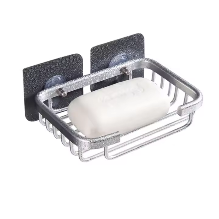 Estante De Jabón De Aluminio Montado En La Pared 1pc Para Cocina Y Baño Racks De Drenaje De Malla Para Almacenamiento Multiusos - 1
