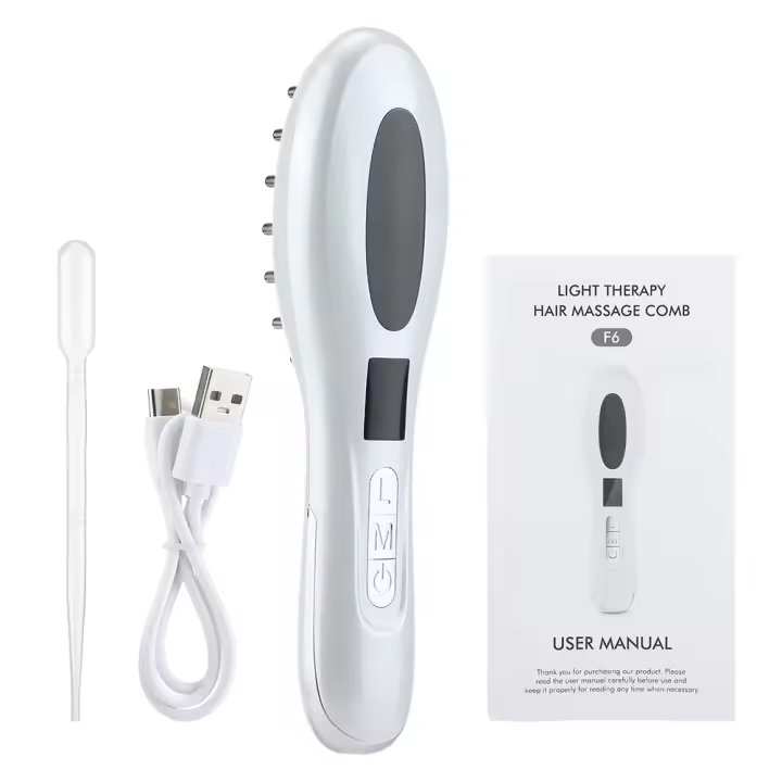 Masajeador de Cuero Cabelludo Eléctrico Aplicador de Aceite de Luz Roja y Azul para Crecimiento del Cabello Peine Anti-caída de Cabello Belleza - 1