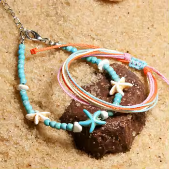 Pulseras Y Tobilleras Boho De Estrella De Mar Para Mujeres Estilo Vintage Cadena De Verano Accesorios De Moda - 1