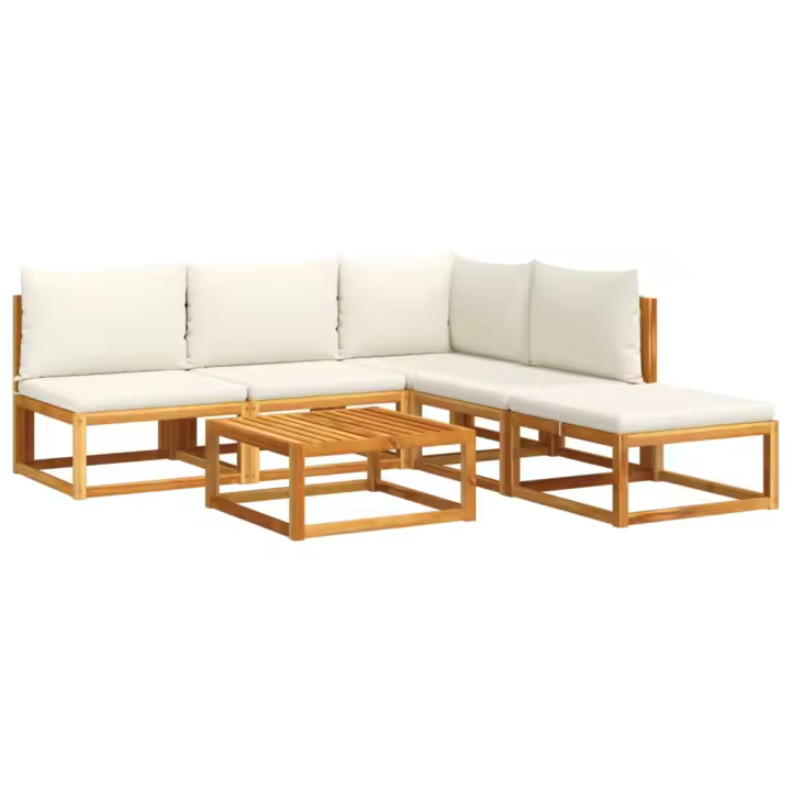 vidaXL Set de sofás de jardín con cojines 6 pzas madera maciza acacia - 1