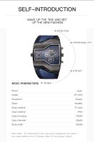 Reloj De Cuarzo Para Hombre Oulm Marca De Lujo Muestra De Tiempo Doble Correa De Serpiente Deportivo Casual Resistente Al Choque Con Marcadores Arábigos Y Cierre De Hebilla - details 4