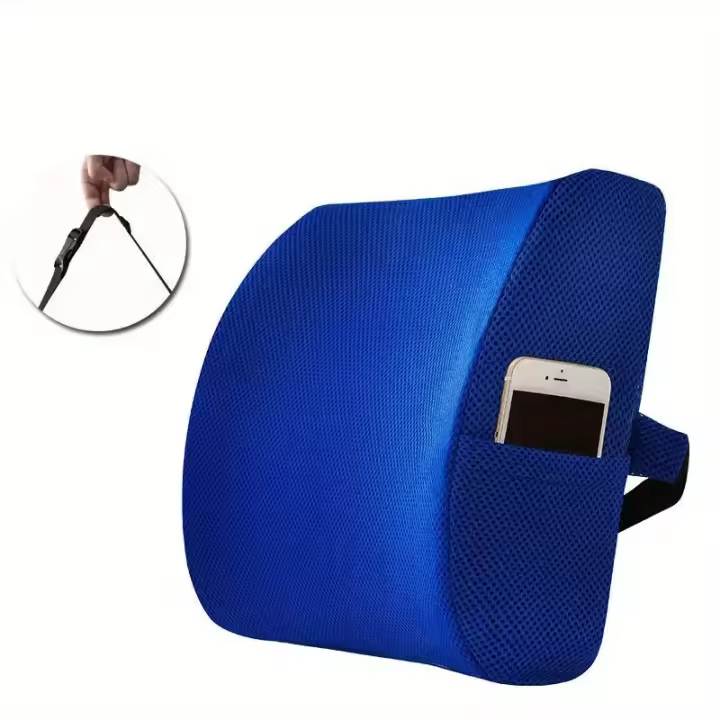 Almohada De Apoyo Lumbar Para Silla De Oficina Y Asiento De Coche Espuma De Memoria Multiusos Cojín De Espalda Removible Y Lavable Para Adultos - 1