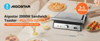 AIGOSTAR Sandwicheras y Panini con Sonda de Alimentos, Parrilla Eléctrica, Grill, Placas Antiadherentes Extraíbles, Control Automático de Temperatura( Apertura de 180º,Placas Antiadherentes,1500W) - details 0