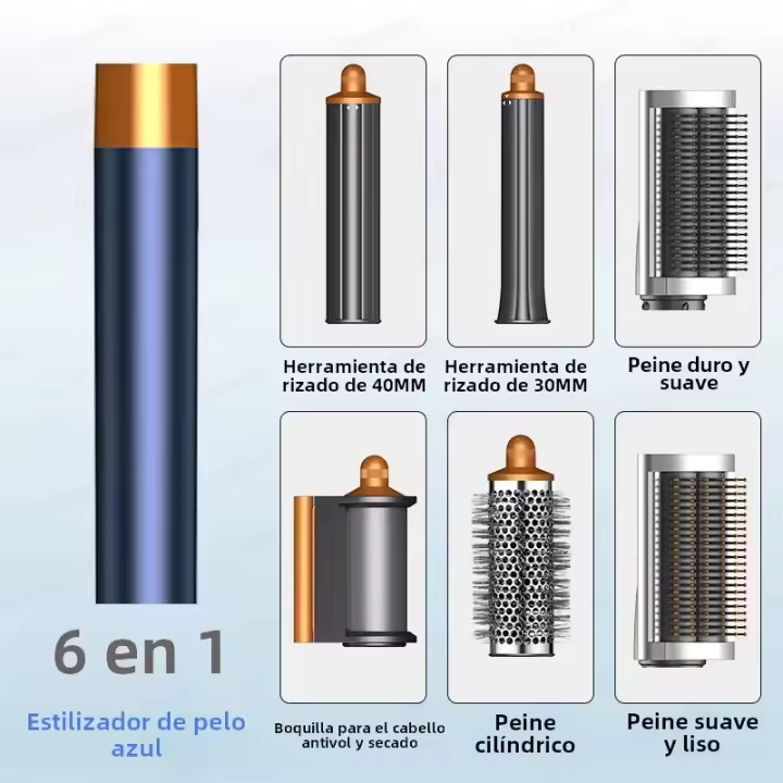 6 en 1 Styler profesional Curg plancha alisadora Styg herramienta juego de peine caliente para mujeres secador de pelo - 1