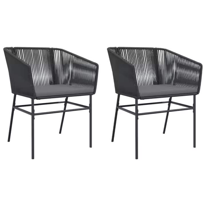 vidaXL Sillones de jardín con cojines 2 uds ratán sintético negro - 1