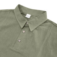 Camisa POLO de manga corta con solapa y botones, informal, de lino, transpirable, estilo británico, de verano para hombre - details 47