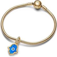 Pandora Moments-Colgando de hercadura de Oro de Quilates, Mano de Hamsa, Comes con embalaje de Caja De Regno original. - details 1