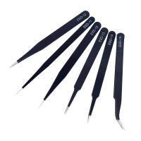 Set De 6 Pinzas De Precisión ESD Antiestática De Acero Inoxidable Herramienta Industrial Para Mantenimiento Curvas Y Rectas - details 2