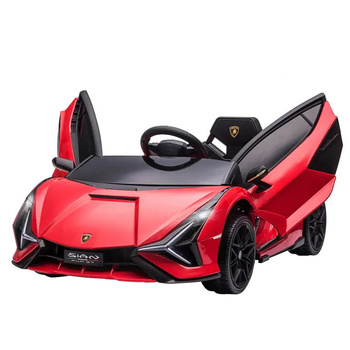 HOMCOM Coche Eléctrico Lamborghini SIAN 12V para Niños de +3 Años con Mando a Distancia Apertura de Puerta Música MP3 USB y Faros 3-8 km/h 108x62x40 cm - 1