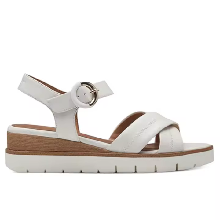 Sandalia de mujer Tamaris en cuero blanco con cuña cómoda 1-28202-42-117 - 1