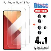 Protector De Pantalla De Vidrio Templado 4en1 Para Xiaomi Redmi Note 13 pro 5G Cubierta Total Anti-Arrugas Para Cámara Lens Compatible Con Redmi Note 13 5G 4G - details 0