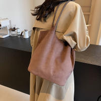 Bolso De Hombro De Seda Sintética Con Cierre Magnético Bolso De Mano Casual Para Otoño E Invierno Color Sólido Bolsos Clásicos Para Comunicación Diaria - details 16