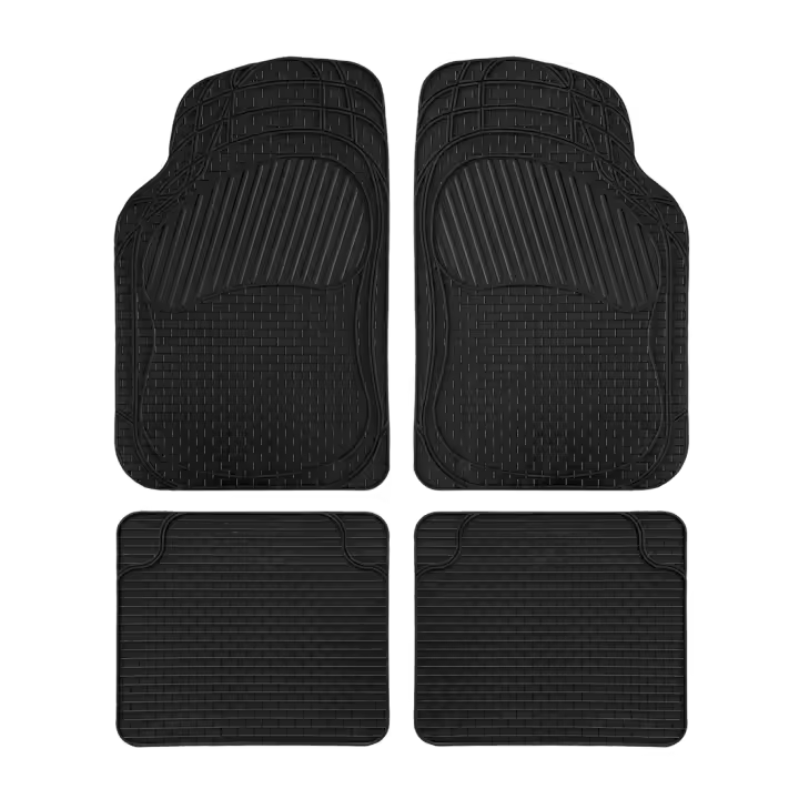 Acomoda Textil - Juego de 4 Alfombrillas Recortables Universales para Coche Antideslizantes y Resistentes. Alfombra Protectora de Goma para Automóvil Negra de Fácil Aspirado y Lavado (Chicago) - 1