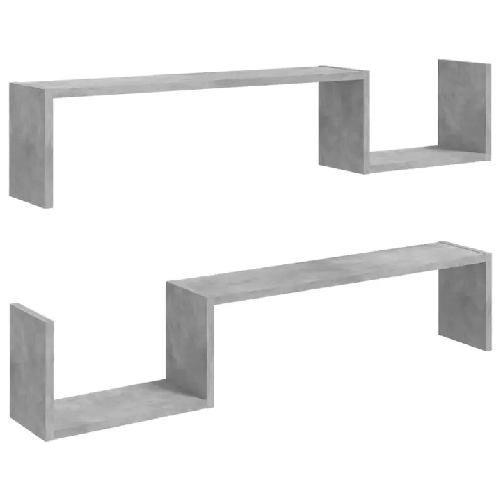 vidaXL Estantes de pared 2 uds madera de ingeniería roble 100x15x20 cm Blanco, Negro, Gris Mueble Almacenaje Estantería para Oficina, Estudio, Dormitorio Estantería/Librería/ mueble de Almacenamiento - 1