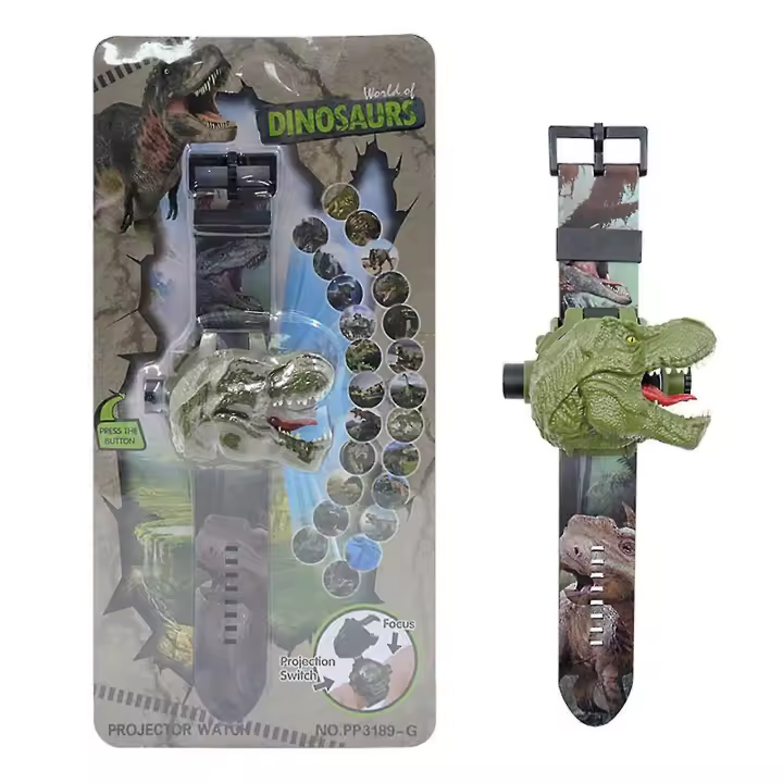 Juguete del reloj de la proyección para los niños, regalo creativo durable, 24 imágenes del dinosaurio, educativo - 1