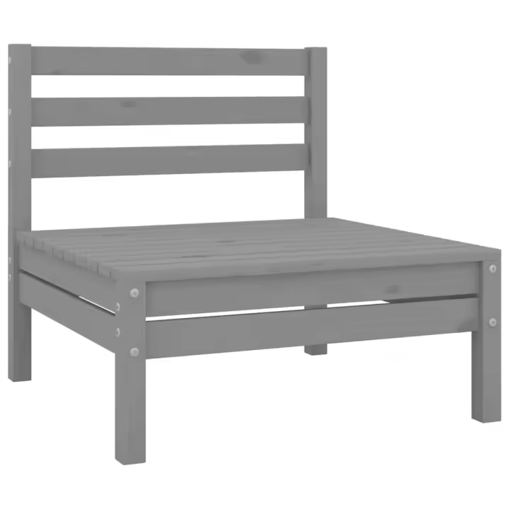 Sofá central de Jardín 4 UDS gris Madera Blanda de Pino - 1