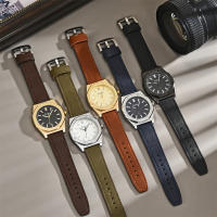 Reloj De Cuarzo Para Hombre Con Correa De Cuero Nuevo 2024 Estilo Fashion Grande Display Sin Números Movimiento De Cuarzo Acero Inoxidable Calendario Completo - details 0