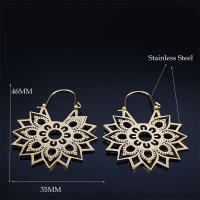 Lotus Design Aukso Spalva Nerūdijančio plieno lankelis Auskarai Madingi Moteriški Papuošalai Boucles d'Oreilles E9360S01 - informacija 0