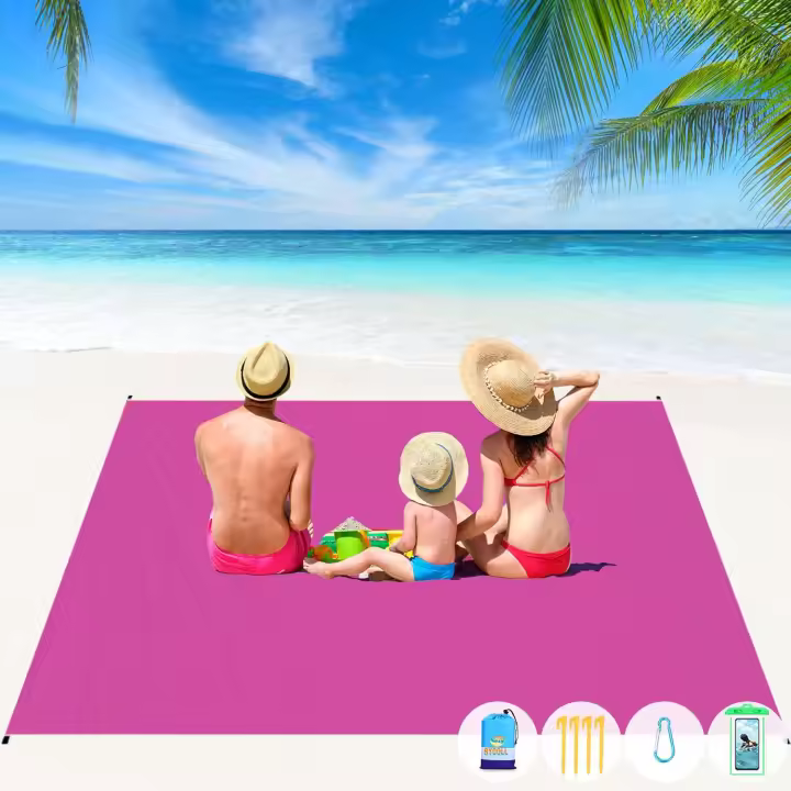Manta de Playa impermeable a prueba de Arena de gran tamaño 78 ''× 81'' 1-5 adultos Manta de Playa Liviana Manta de picnic Grande Manta de Playa para Viajes Camping Senderismo Picnic - 1