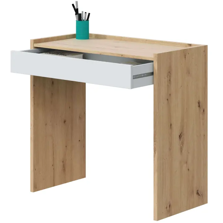Escritorio Juvenil Noa Color Roble Nodi y Blanco Artik 77x82x40 cm - 1