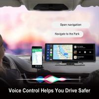 Podofo-cámara trasera HD DVR para coche, Control de voz, Wifi, Android, Auto y Carplay, tablero de recortes de vídeo, BT, FM, espejo de coche, 10,26" - details 3