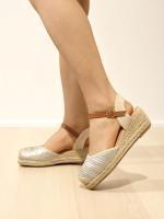 HLUNA - Sandalias de Cuña Oro y Plata tobilleras con la puntera cerrada detalle de brillos - Plantilla acolchada Cómodas - rl2021 - details 1