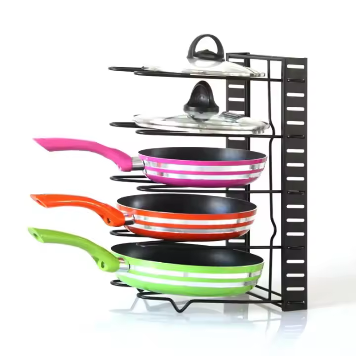 Organizador  De Sartenes Y Ollas, Soporte multiuso ,Escuridor , Estante  para encimera de la cocina ,niveles ajustables - 1