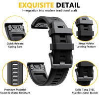 Correa De Reloj De Silicona QuickFit 22mm 26mm Para Garmin Descent Mk2 Mk2i Mk3i/G1/Enduro 2/Epix Gen 2 Fenix 7 6 5X plus Hebilla De Acero Original - details 17