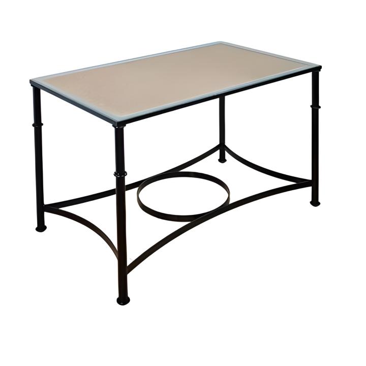 Mesa de Forja Santaella con aro- regulable- con Tabla y Cristal. Factory Muebles