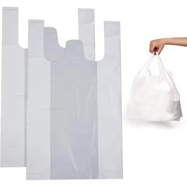 Bolsas Plástico Asa Tipo Camiseta Resistentes - Bolsas Plástico Reutilizables - Bolsas Plástico Alta Resistencia - 70% Recicladas Polietileno Densidad Galga 200 unidades - Aptas Uso Alimentario - 1