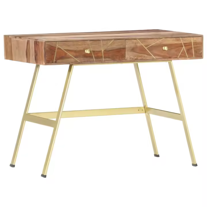 vidaXL Escritorio con cajones de 100x55x75 cm en material madera maciza de mango/madera maciza de sheesham | estructura resistente ideal para salón dormitorio o estudio - 1