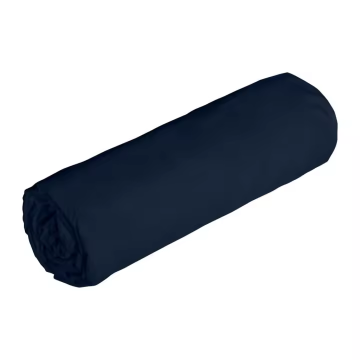 Vente-unique - Sábana bajera de satén 92 hilos/ cm² - 140 x 190 cm - Faldón 30 cm - Azul - ABILY de PALACIO - 1