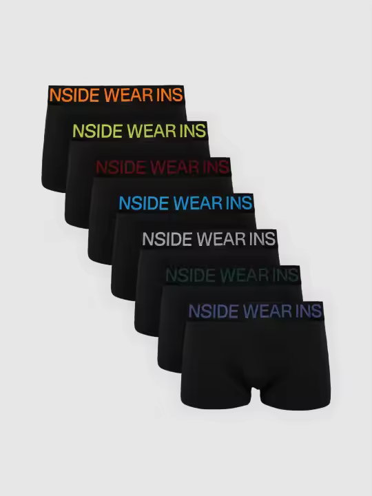 Pack de 7 boxers negros con cinturilla elástica y logo en varios colores INSIDE - 1