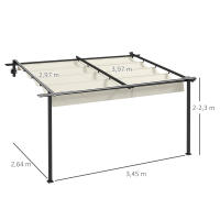 Outsunny Pérgola de Pared Cenador de Jardín con Techo Retráctil de Poliéster y Marco de Acero para Celebraciones Fiestas Bodas Crema y Gris Oscuro - details 2