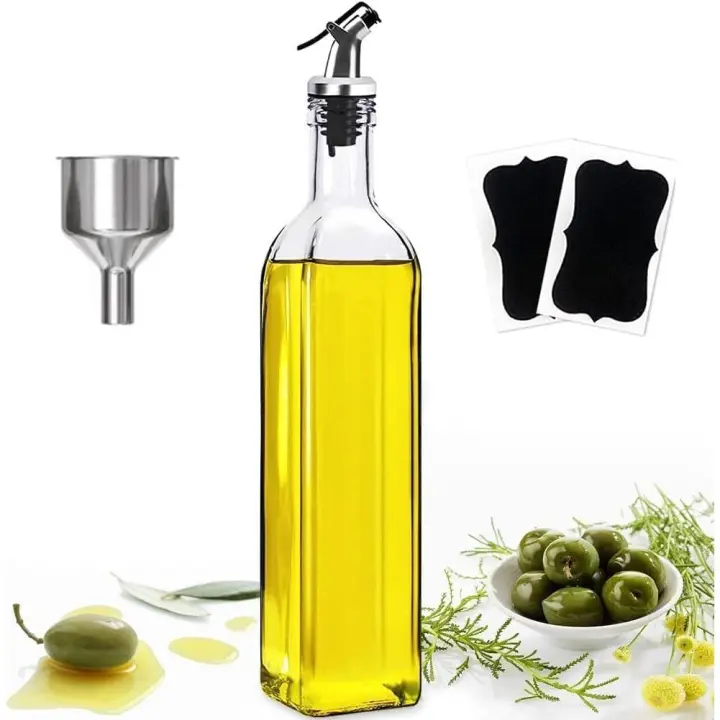 ztarraum Dispensador de aceite de oliva Botella de vinagre de 500 ml de vidriopara cocinar Aceite de vidrio sin plomo y botella de vinagre para aceite, vinagre, soja, etc. (1 unidad) - 1