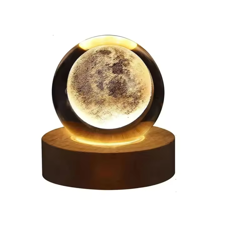 Lámpara De Cristal 3D Con Proyecciones De Galaxia Y Planetas Luz Nocturna USB Para Atmosfera Acogedora Ball De Plasma - 1