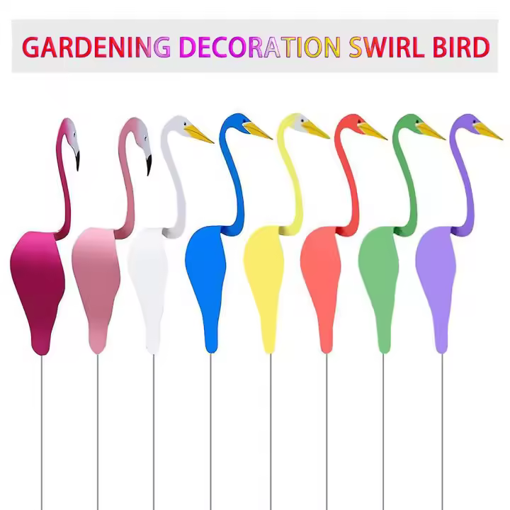 Pájaro en Espiral, flamenco Rosado, Pájaro dinámico, Brisa Ligera para Jardín, pájaro, Viento, decoraciones artísticaspara patio, patio, Estanque al Aire Libre, Piscina, Fuente - 1