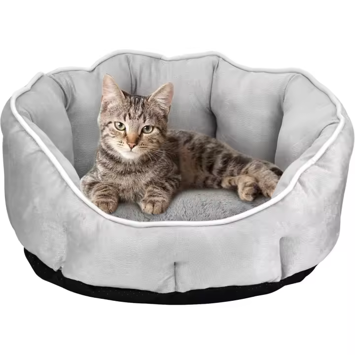 Cama para Perros Gatos 46cm, Cuna para Perritos Sofá para Perro, Cojín Suave Comfortable para Mascotas Invierno Gris - 1