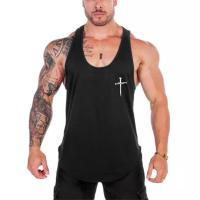 Camiseta De Gimnasio Para Hombres Personalizada Con Estampado De Cruz Malla Transpirable Secado Rápido Deporte Musculoso Estilo Y-Back En Poliéster Para Todas Las Estaciones - details 1