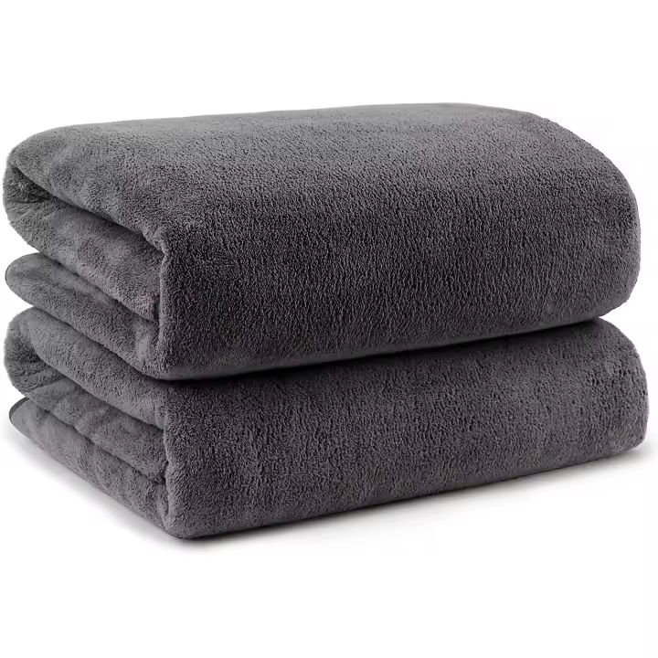 Paquete de 2 toallas de baño de microfibra de secado rápido (27" x 54") - Suaves al tacto, muy absorbentes, de secado rápido para el cuerpo, deportes, yoga, spa, fitness - Gris - 1